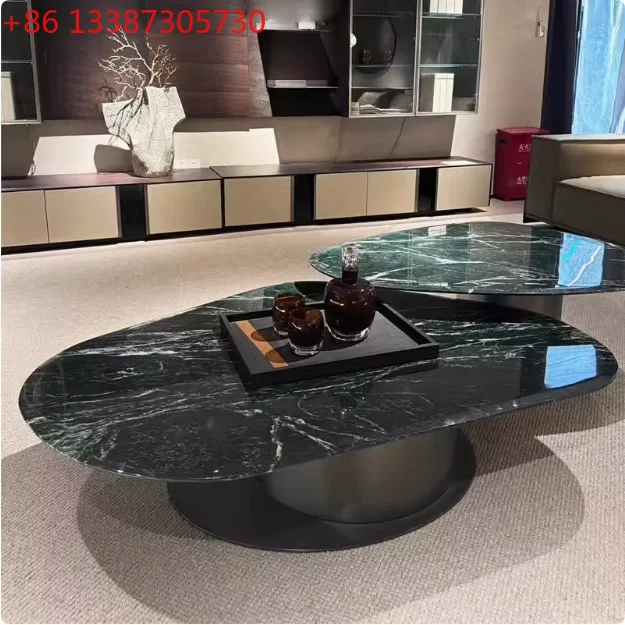 

Элитный журнальный столик из зеленого мрамора с крупным узором для гостиной, для небольшой квартиры, в стиле легкой роскоши, скандинавский стиль