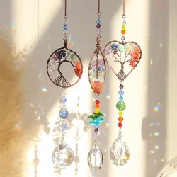 1 Piece, Tree of Life Sun Catcher Pendant, Heart and Leaf Design for Hanging Decorations in Homes and Gardens