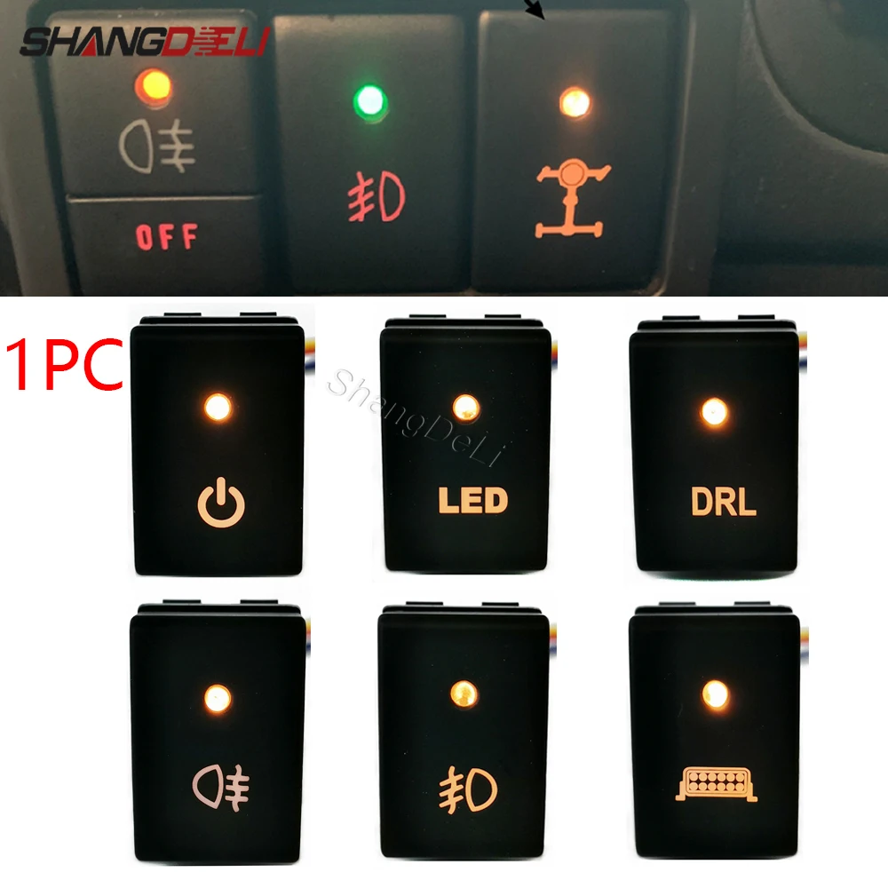 1PC Car LED DRL Power On Off Fog Light Spotlight Switch Button with Wire For Suzuki Jimny 2007 2009 2010 2012 2015 Accessories