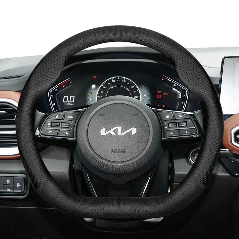 Suitable for Kia Ultra-Thin Breathable Leather Steering Wheel Cover Suitable for Ceed Jd Picanto Sportage 3 2019 Ev3 Rio 4 Cerato 2 Stonic Niro Xceed K3 Morning Soul K4 Forte K2 Sorento