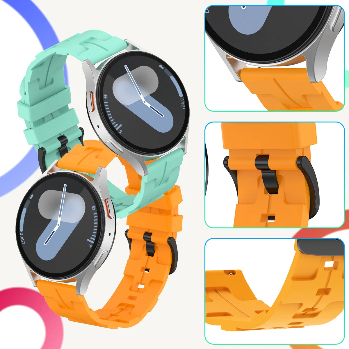 20mm 22mm Silicone Strap for Samsung Galaxy Watch 7 6 5 4 40/44mm 5Pro 6 4Classic 43/47mm Bracelet for Huawei Watch GT5 Pro 46mm