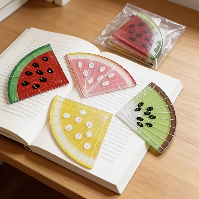 4Pcs Mini Fruit‑Shaped Acrylic Rulers, Colorful Palm‑Sized Cute Measuring Rulers Stationery Gift for Daily Use
