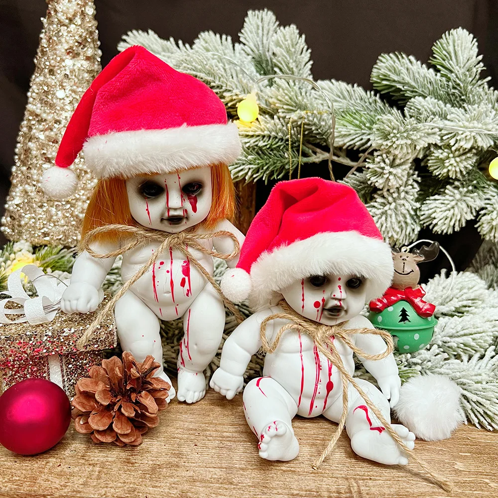 2025 Babyvakantiecadeaus 20 cm Bebe-pop Kerstpoppen Levensechte herboren zombiepoppen versierd met horror herboren pop Anime-pop