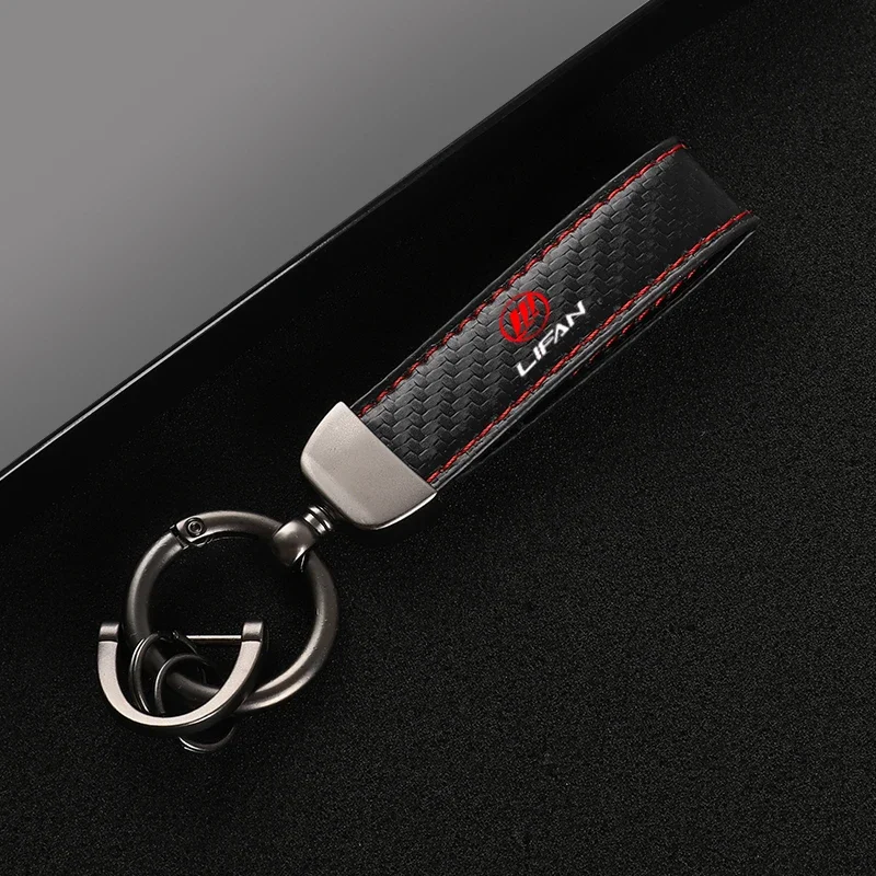 2024 Leather Carbon Fiber Car Rings Keychain Zinc Alloy Keyrings For lifan 620 ev 530 x50 x70 720 650 car Accessories