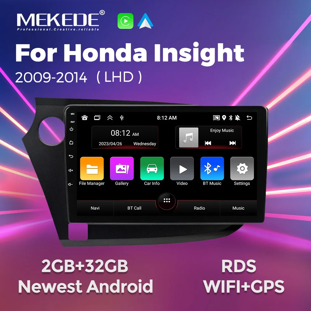 MEKEDE Car Radio Multimedia Player For Honda Insight 2009-2014 GPS Autoradio For Carplay Android Auto BT Car Intelligent System