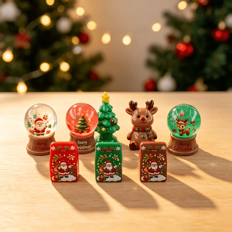 8pcs Winter Christmas Themed Miniature Ornament,Suitable for Micro Scene Decoration, Home Decoration,Car in Car,Party Decoration