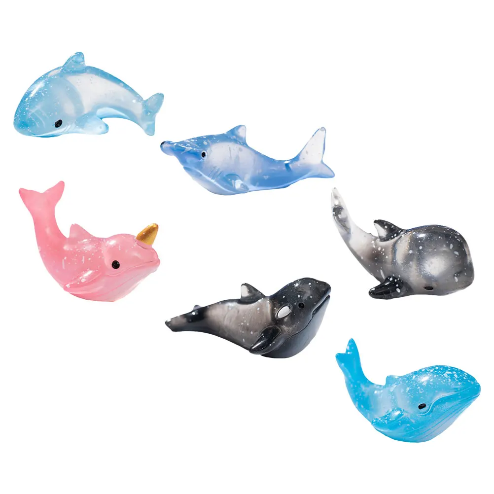 

6 Pcs Aquarium Fish Tank Decorations Miniature Whale Shark Resin Decors Ocean Animals Figurines