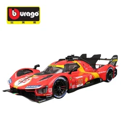 Bburago 1/24 Ferrari 499p Le Mans diecast alloy car model, children's collection of decorative toys, holiday gifts for friends.