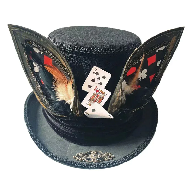 

Rabbit Hat Retro Poker Hat Adult Halloween Cosplay Fox Long Ear The Mad Hatter Magician Hat Accessories Headwear Props DGVFGFTY