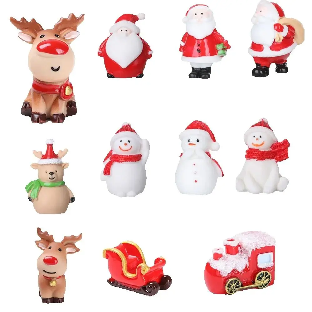 Mini Weihnachts figur Schneemann Santa Claus Weihnachts baum Hirsch Kutsche Glocke Figur nach Hause Bonsai Dekor Mikro Landschaft Ornament Spielzeug