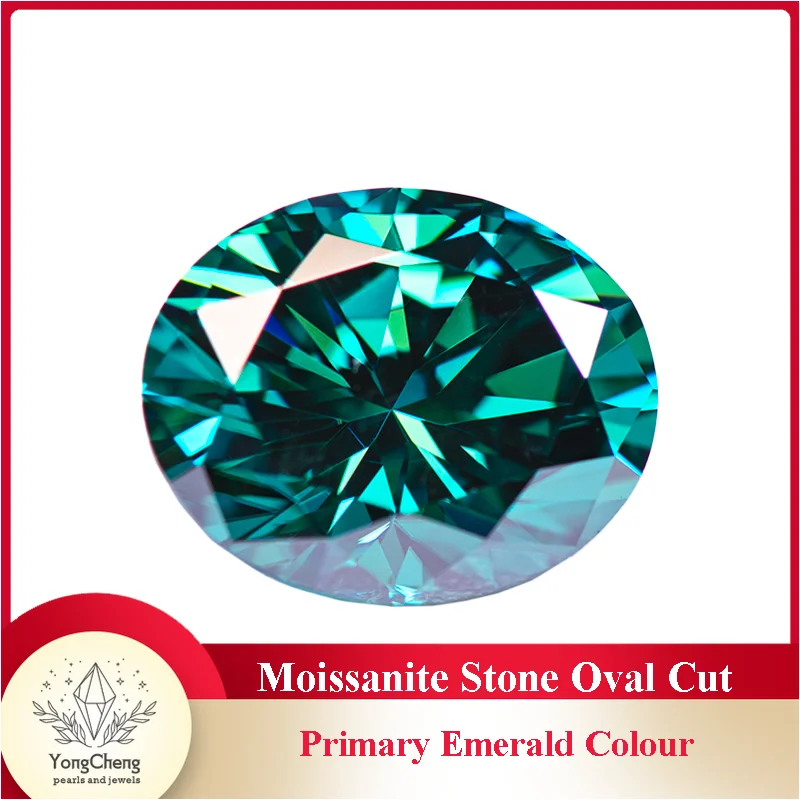 

Moissanite Stone Oval Cut Primary Emerald Colour Lab Created Synthetic Gemstone Passed Diamond Tester Comes with GRA Certificate