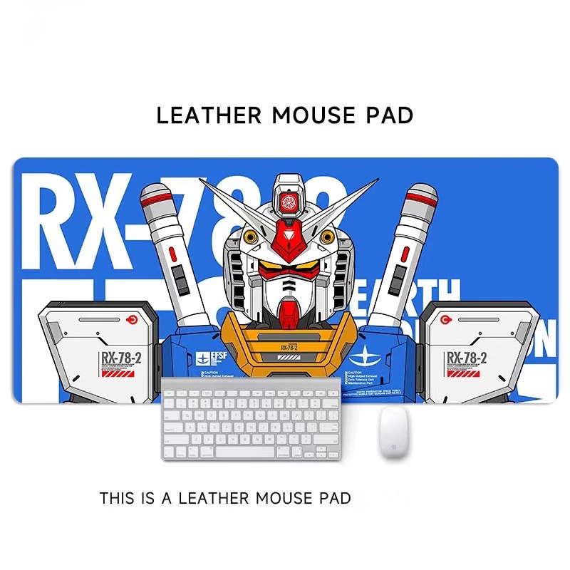 Japanese Anime Gundam Leather Mouse Pad Oversized Anime Cartoon Two-dimensional Anime Edge Lock Computer Table Pad Keyboard Pad