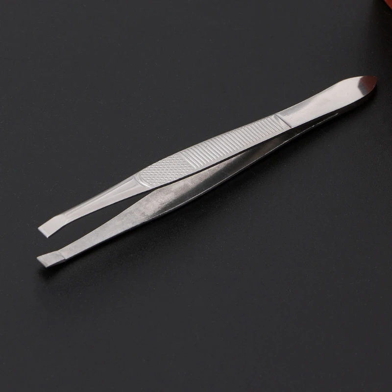 Professional Stainless Steel Eyebrow Hair Removal Tweezer Flat Tip Tool New