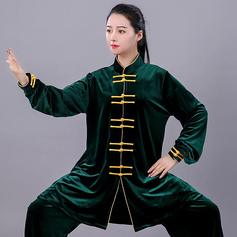 Women's Unisex Tai Chi Suit Korean Velvet Fall/Winter Heavyweight Warm Martial Arts Training & Stage Performance Wear for Adults
