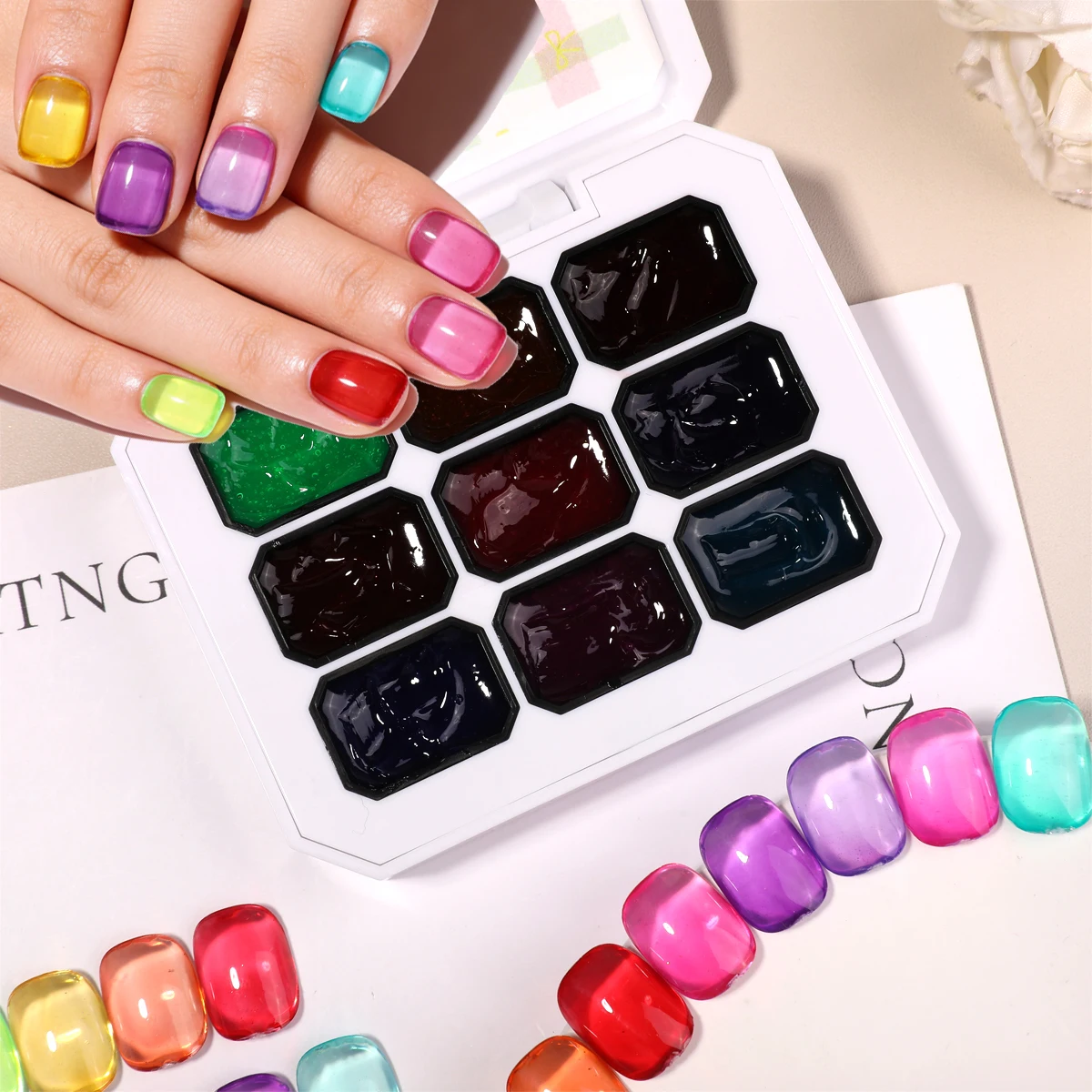 9-Color Summer Jelly Color Solid Nail Gel, Candy Glass Color, New Transparent, Nail Enhancement Creation, Summer DIY