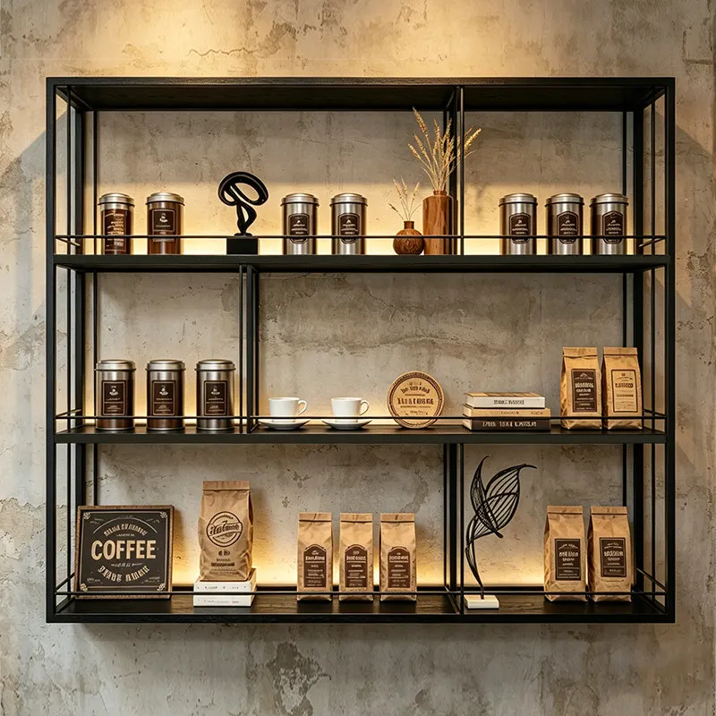 Industrial style wall-mounted wine rack Bar counter Operating table Wall display rack Luminous wine rack Restaurant hanging wine