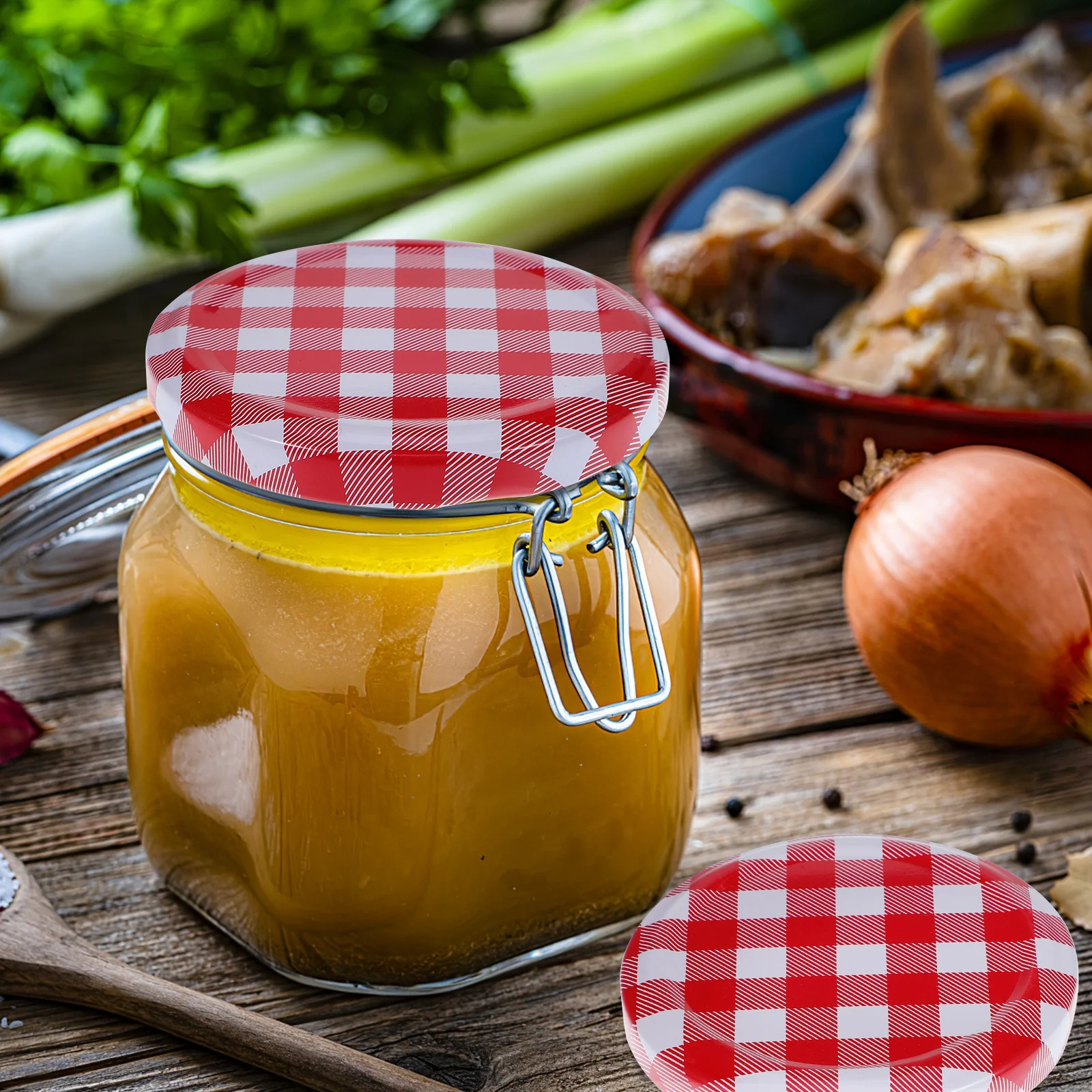 

12Pcs Wide Mouth Jar Lids 70mm 63mm Plaid Pattern Mason Jar Sealing Caps Bottle Covers Jars Lids Bottle Covers