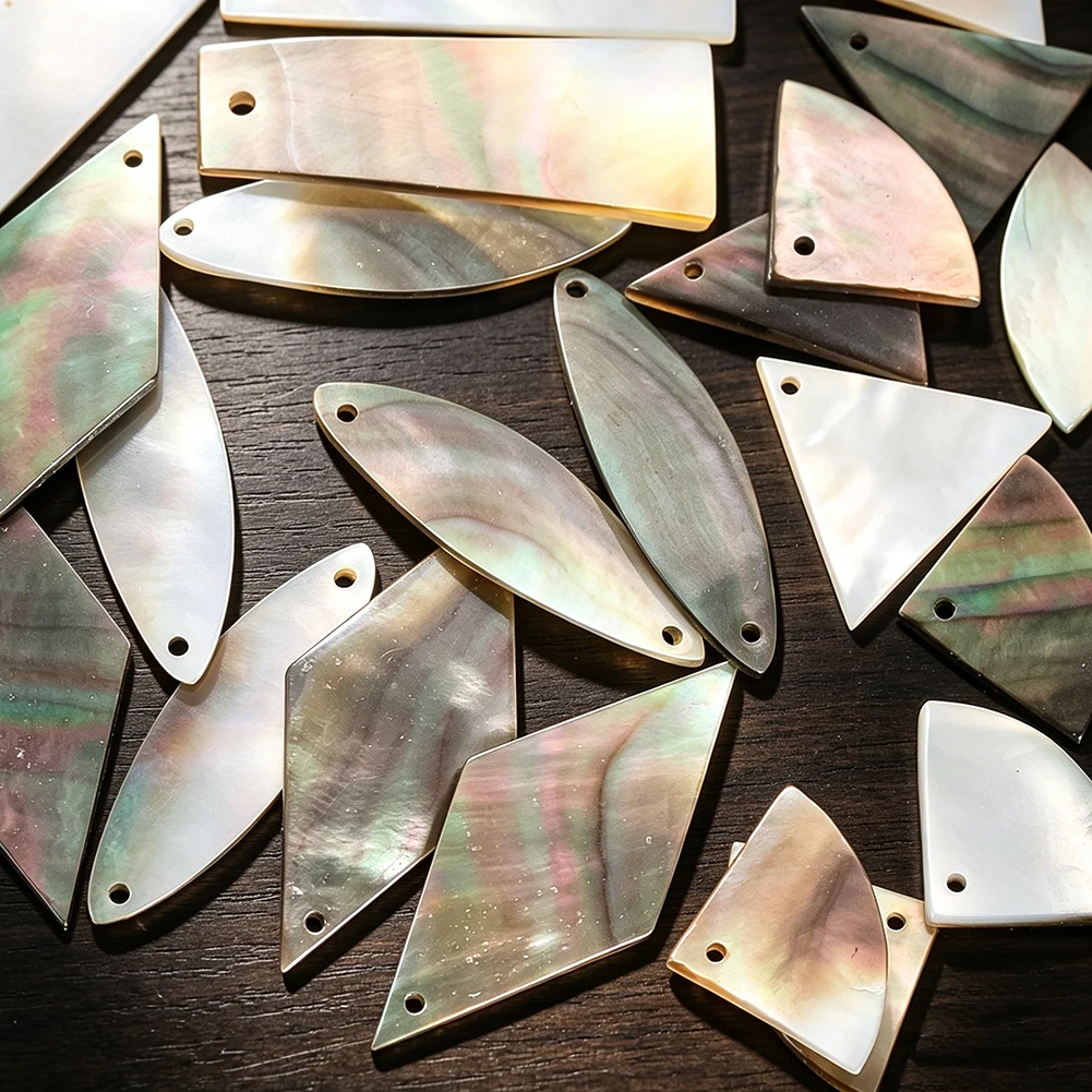 10pcs Genuine Shell Pendant Iridescent Mother of Pearl Minimalist Geometric Dangle Phone Charm DIY Decor Jewelry Making Findings