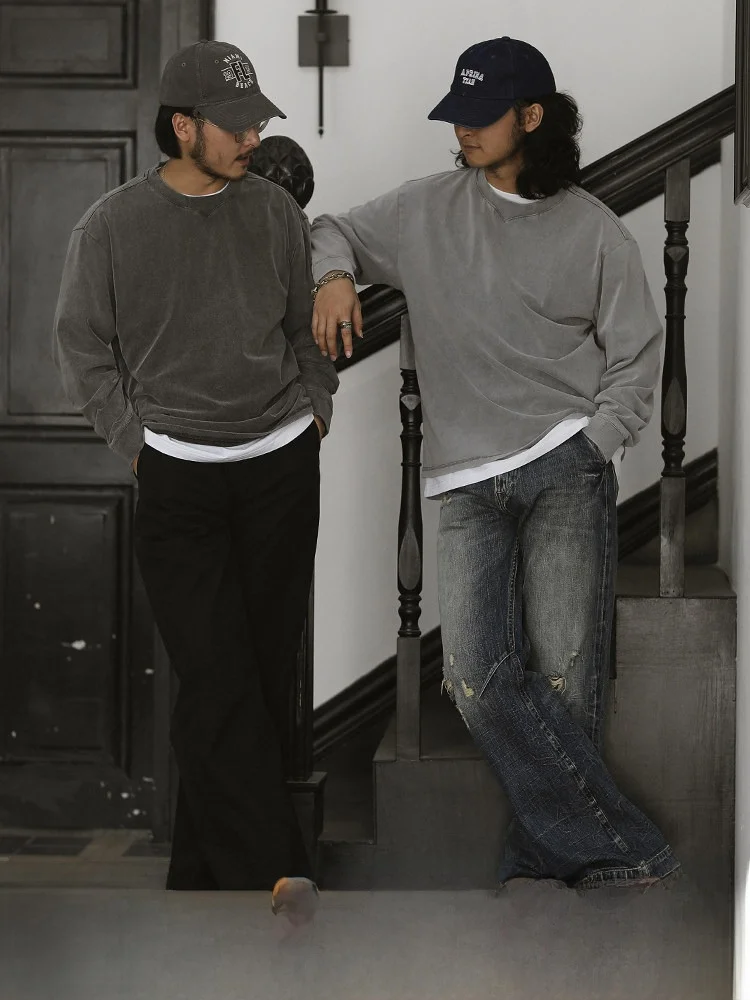 

Waed Copper Ammonia Silk Texture Indigo Long Sve Base T-irt Pure Cotton Soft Narrow Width Youth Casual round Ne Top