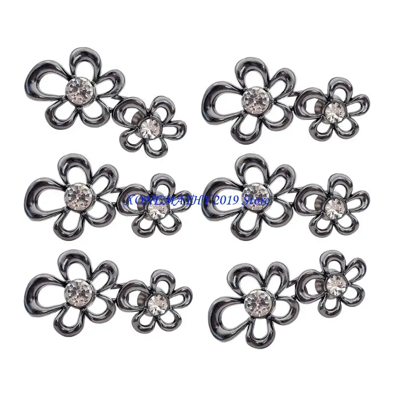 F42F 6 قطعة أنيقة زهرة الخصر تشديد زر الجينز السراويل الخصر السحابة كليب مشد للخصر لتعديل الخصر