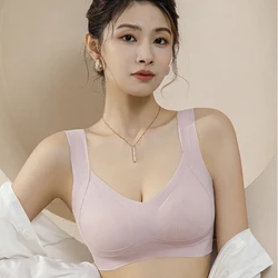 Comfortable, One-piece, Traceless Fixed Cup, Women's Underwear, Beautiful Back Sports Vest, Sleep Large Size Bra Thin