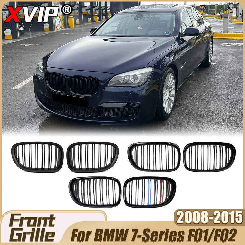

XVIP Matte Black Double Line Style Bumper Grille Glossy Racing Grille Upper Grill For BMW 7 Series F01/F02 2008-2015 730LI 740LI
