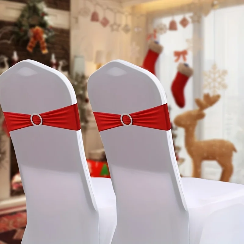 6pcs elasticity Sashes Bands for Chair /Stretch Bows for Wedding Party Banquet Chair Decoration/Without White Chair Covers