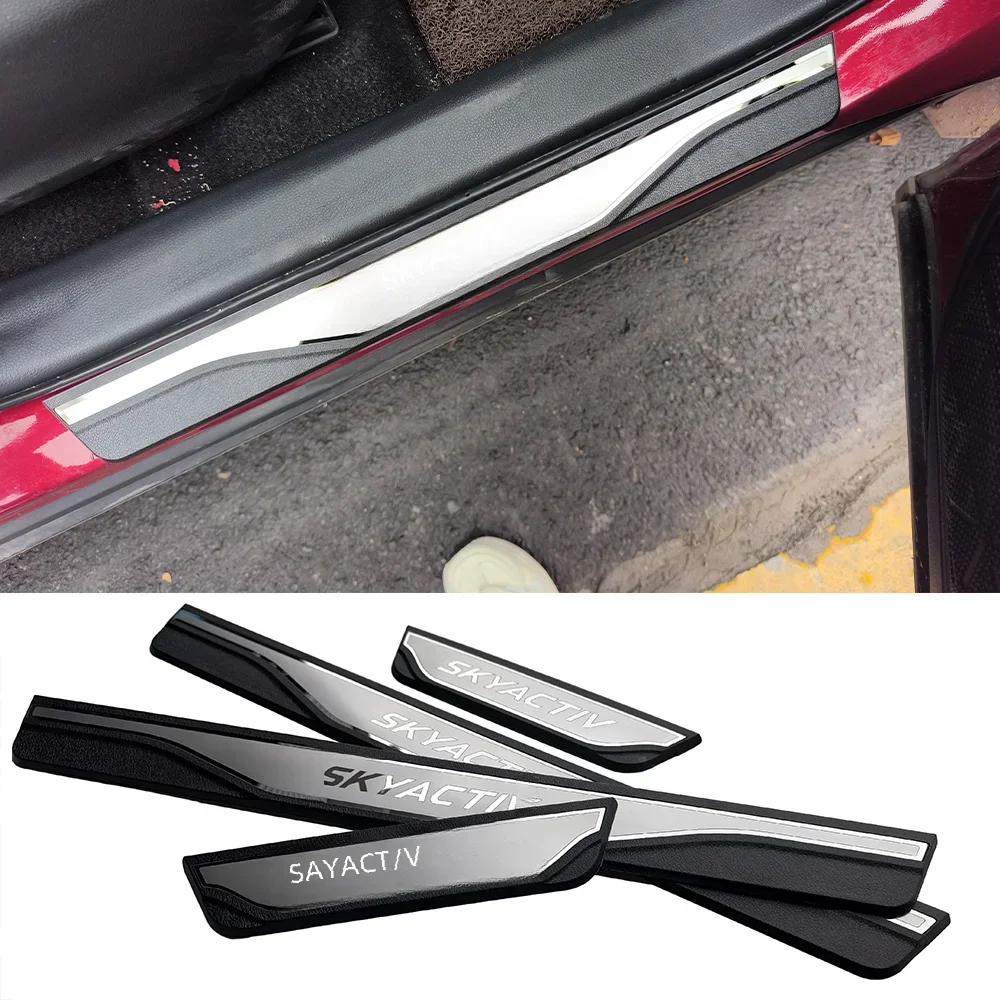 Car Door Sill Threshold Pedal Cover Trim For Mazda 3 6 Cx-30 Protector Scuff Plate Guards Interior Accessories 2015 2018 2024