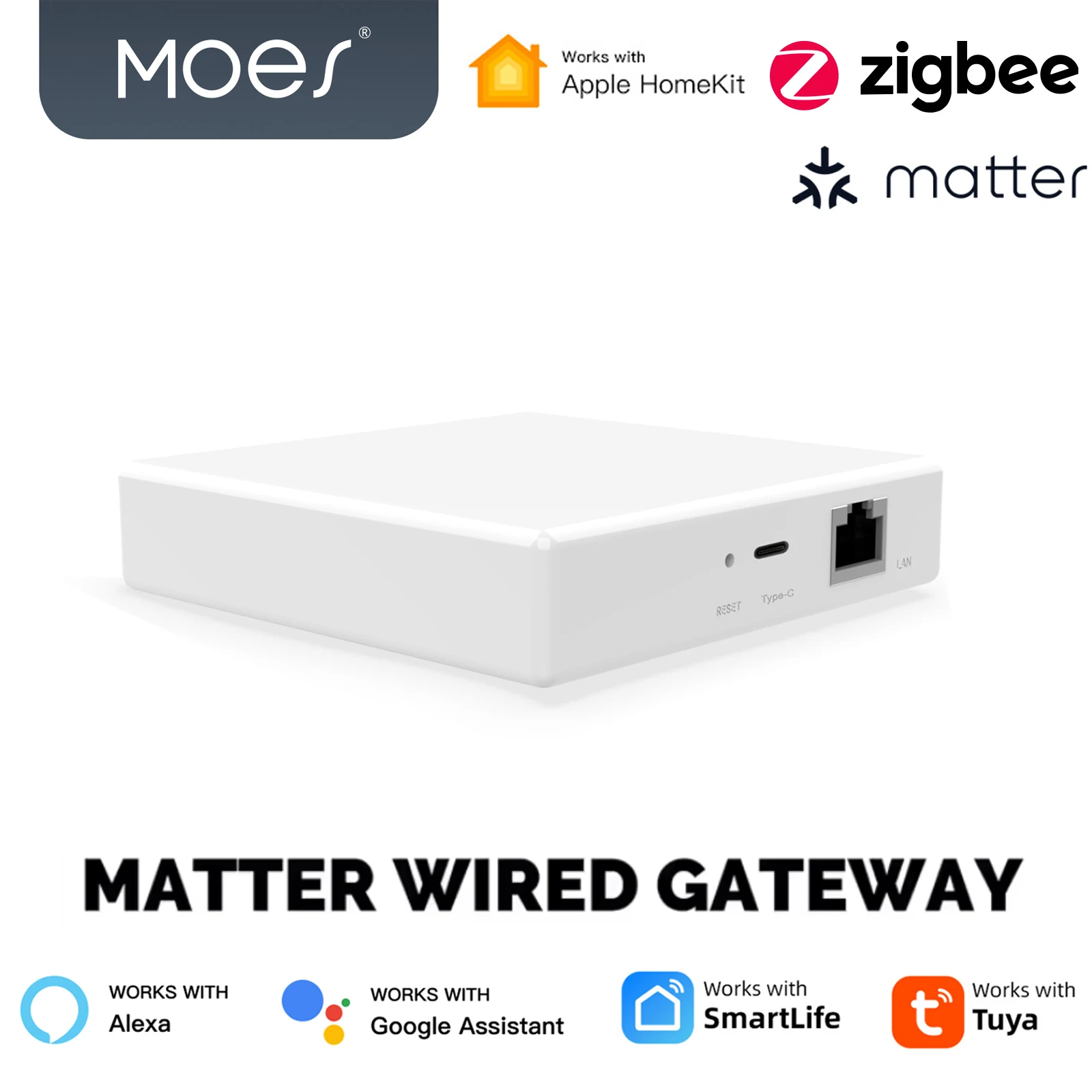 

MOES Tuya Zigbee Matter Thread Gateway Smart Home Bridge Matter Hub Поддержка голосового управления Siri Homekit Smartthings Google Alexa