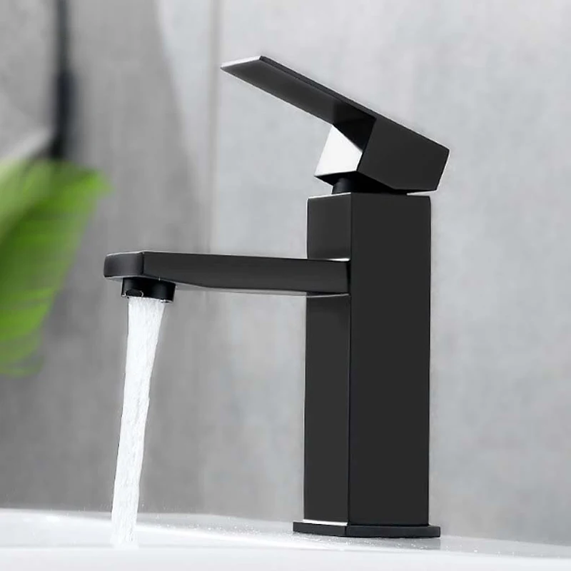 ULA Black Basin Faucet Bathroom Washbasin Water Mixer Tap Hot Cold Water Mixer Taps Bathroom Fixture Waterfall Sink Faucet