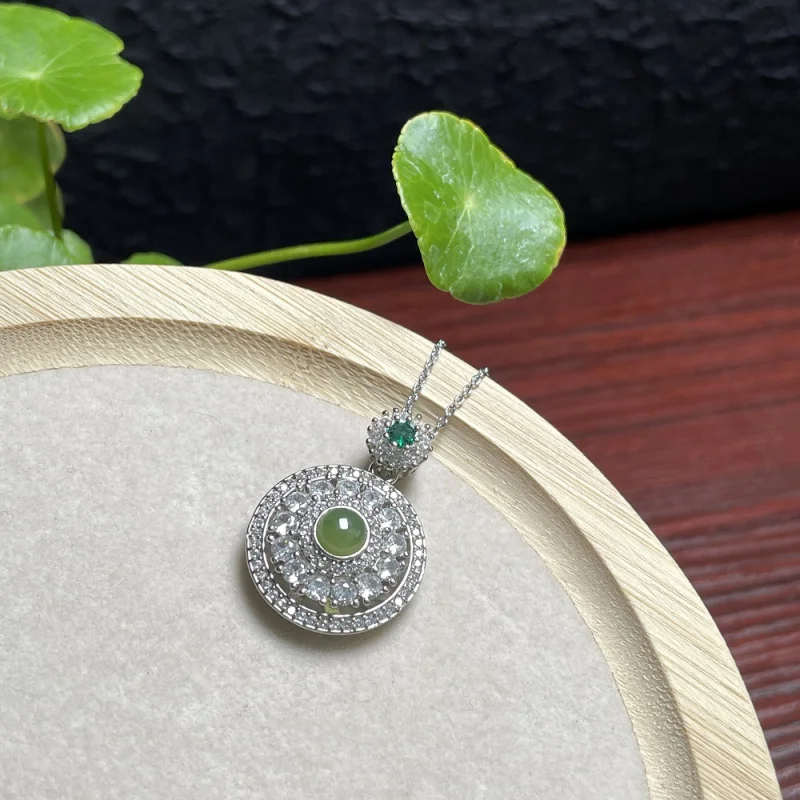 

Hetian Jade Fortune Come Круглое лицо, инкрустированная медью подвеска из яшмы