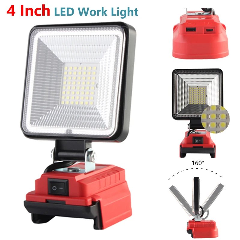 

Для Milwaukee18V литий-ионный аккумулятор 4-дюймовый беспроводной светодиодный светильник аварийный уличный фонарик с зарядным портом USB и Type-C прожекторы