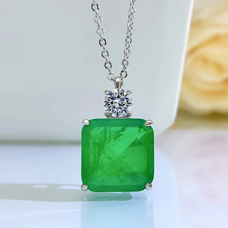 2024 New 925 Sterling Silver Palaiba Pendant Chamfer Square 15 * 15 Lucky Necklaces from Europe and America are Hot Selling