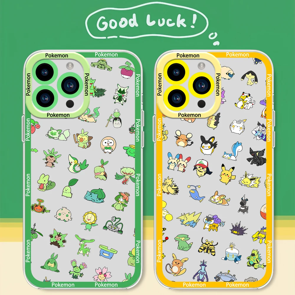 Cute P-Pokemon Phone Case for Samsung S24 S23 S22 S21 A55 A54 FE PLUS ULTRA Transparent Bezel Cover