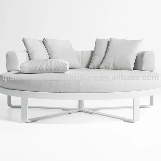 Luxury Aluminium Outdoor Rattan Patio Furniture Lotus Daybed Canopy Round Sunbed Sun Lounger Garden Furniture Pool Club Resort