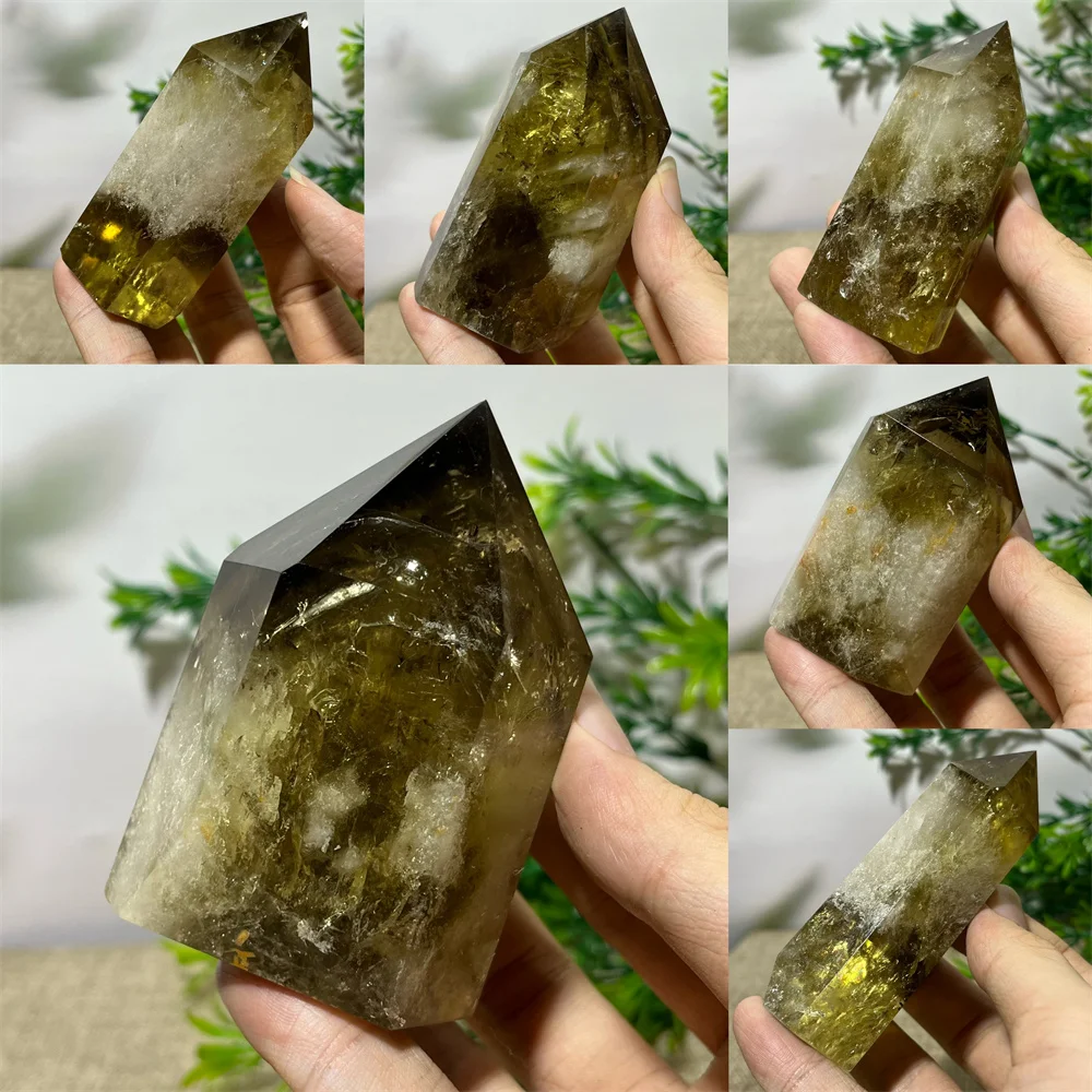 

Crystal Natural Citrine Quartz Wand Tower Rainbow Point Minerals Energy Healing Feng Shui Reiki Spiritual Home Decoration