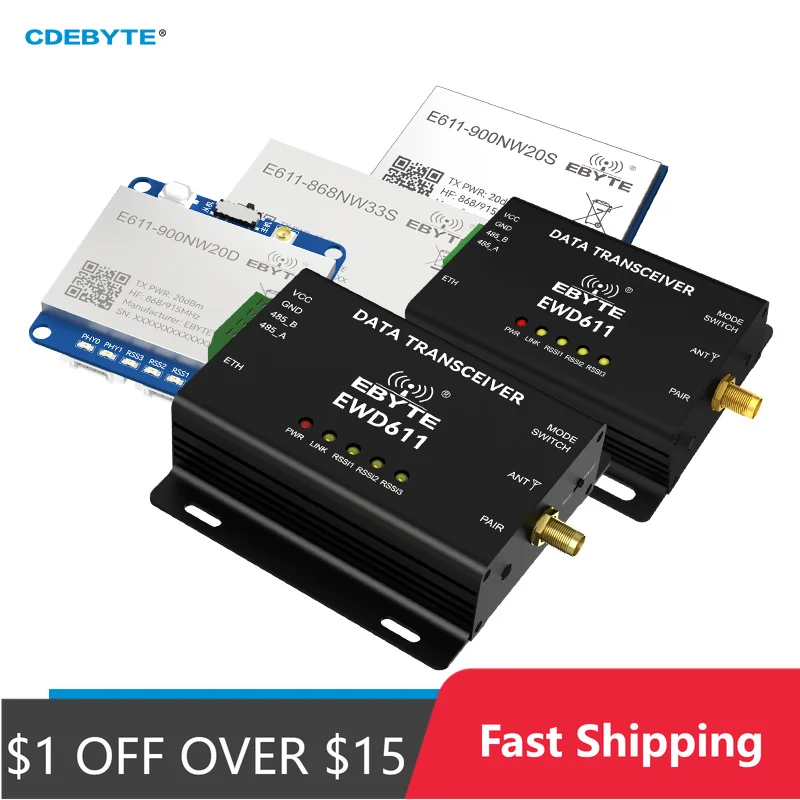 915MHz Long-Distance Data Transmission Image Transmission Radio Module Star Networking CDEBYTE E611-900NW20D Network Port