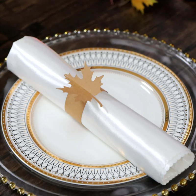 

L56A-Осенняя бумажная лента для салфеток, самоклеящееся кольцо для салфеток на День Благодарения, 50 шт., обертывания из осенних кленовых листьев, сервировка стола