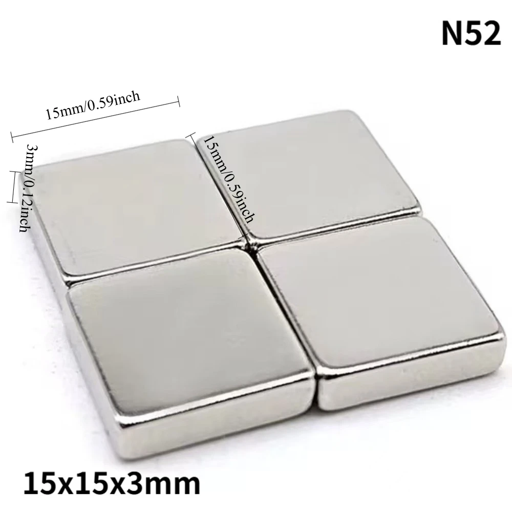 N52 15x15x3 15x15x5 Rectangle Bar  Strong Magnet Square Generation Industrial Motor Ebike Generator Customised Office Home