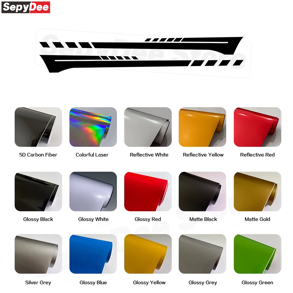 2Pcs Racing Stripes Car Door Side Skirt Stickers For Ford F-150 F150 2020-2025 Body Rocker Panel Vinyl Decal Car Accessories