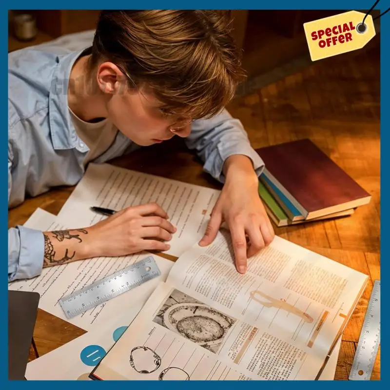 -A89Z 3피스 6인치 미끄럼 방지 금속 자 세트(코르크 베이스 포함) - 목공용 직선형 도구