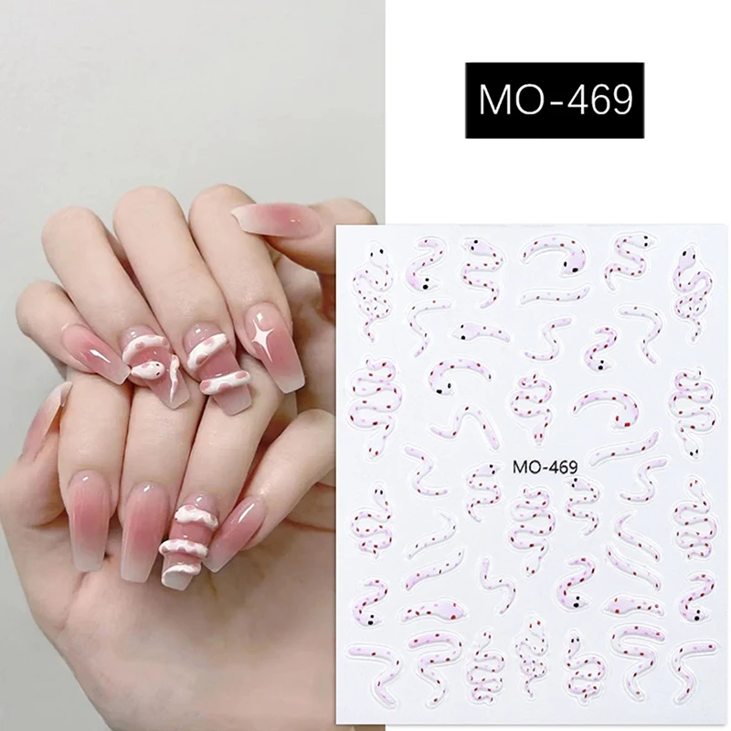 Rood Zwart Roze Relief Snake Lijm Nail Art Decoratie Sticker Hoge kwaliteit Nieuwe Sliders Voor Nagels DIY Manicure Decal Accessoire