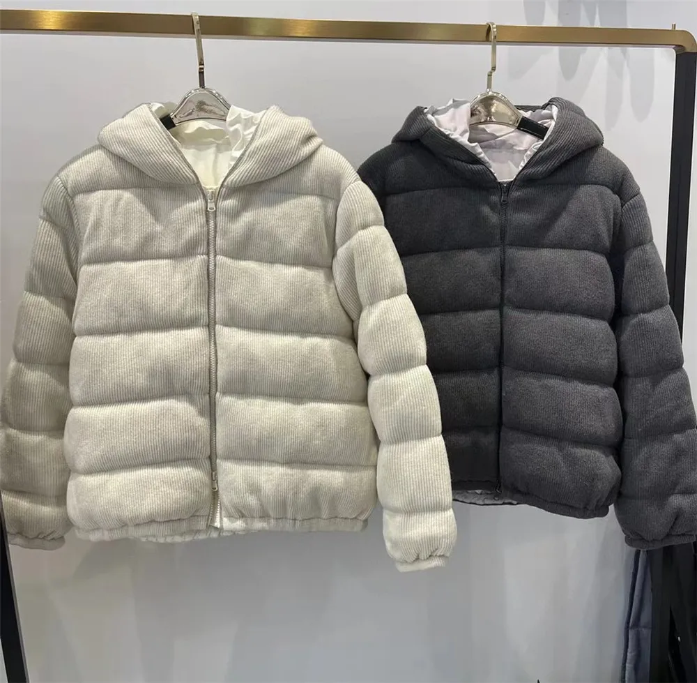 Manteau en duvet à capuche avec fermeture éclair, hauts en cachemire, vêtements d\'extérieur, haute qualité, hiver