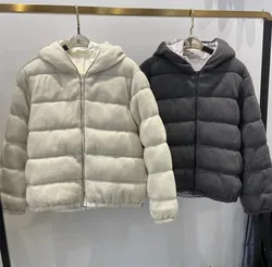 Manteau en duvet à capuche avec fermeture éclair, hauts en cachemire, vêtements d'extérieur, haute qualité, hiver