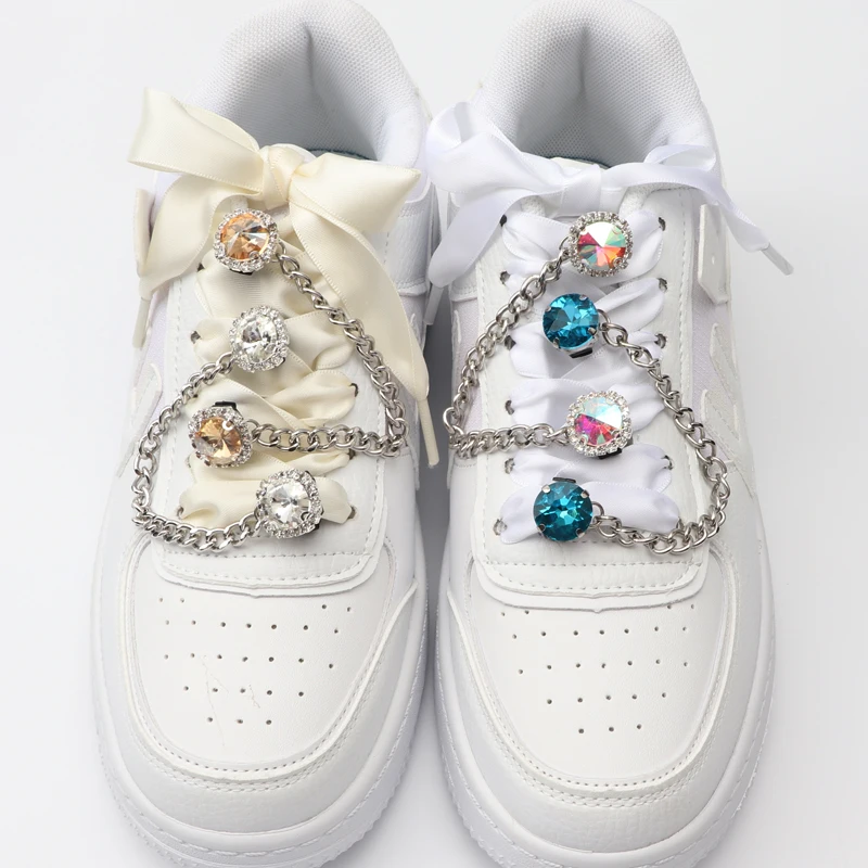 Shoe Buckle Clips Shoelace Chain Charms Sneakers Colorful Crystal Gemstone Decoration Ornaments Pendant Trend Accessories AF1