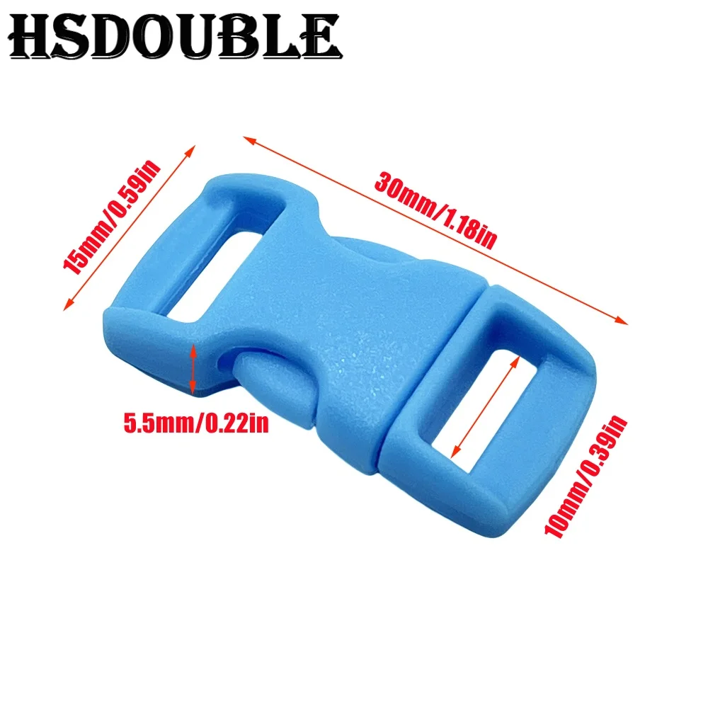 20 unids/pack 10mm Clip de hebilla de liberación lateral curvada de plástico colorido para pulsera de Paracord DIY correa de Collar para mascotas correas de mochila