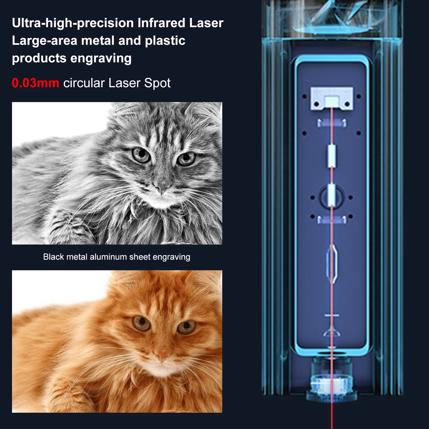 TwoTrees T20 Laser Module For TS2 Laser Engraver 1064nm Red Laser for Engraving Metal Clear Acrylic Glass Jewelry Ring Bracelet