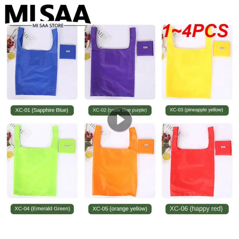 1~4PCS Hand Shoulder Grocery Bags Polyester Shop Bags Reusable Shopping Bag Eco-friendly Bag Foldable