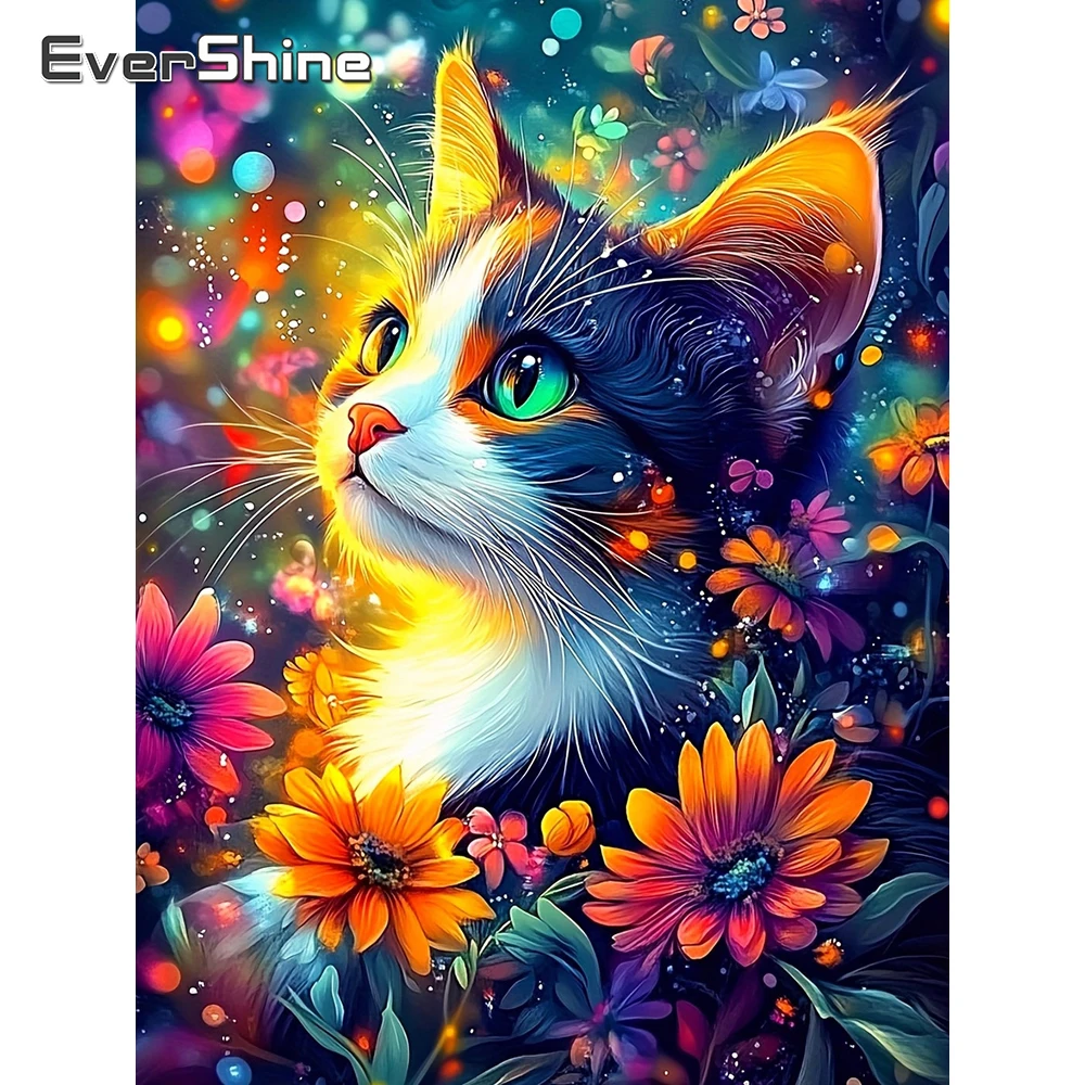 Evershine 5D Diamant Stickerei Katze Bild von Strass Mosaik Tier voller Platz Handwerk Kit Malerei Blume Kind Geschenk