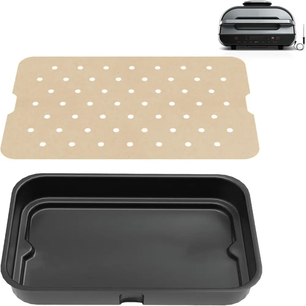 100 Piece Disposable Air Fryer Lining Paper Perforated Waterproof Air Fryer Parchment Paper Oil Absorbing Rectangular